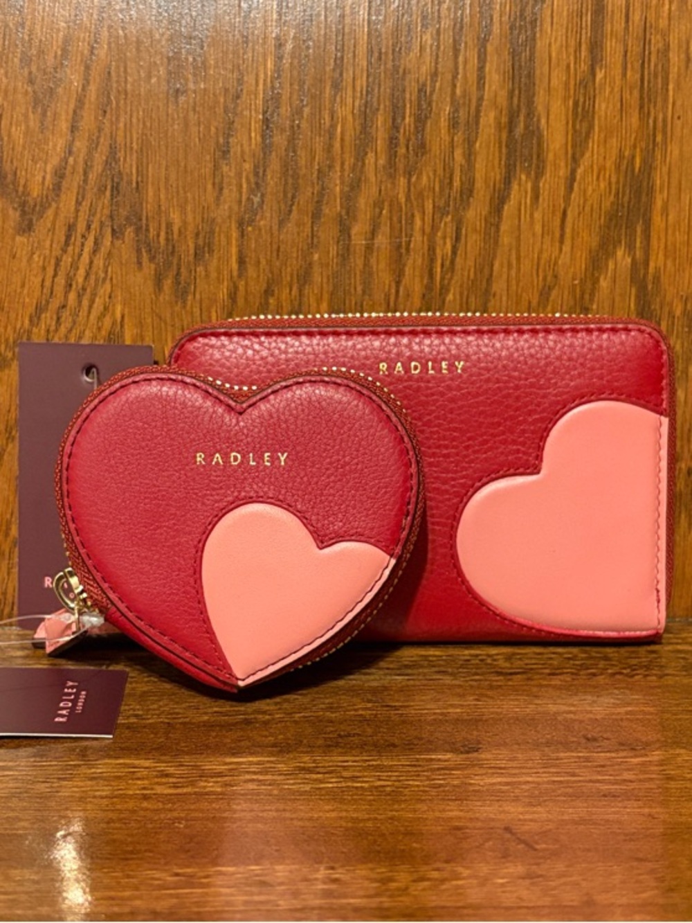 NWT-Radley London-SET-My Love❤️Heart🩷Med Zip Wallet & Sm Zip Coin Purse-Red-$176